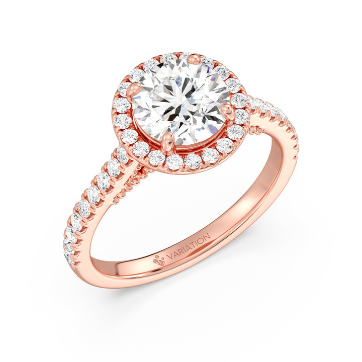 Round Halo Solitaire Ring