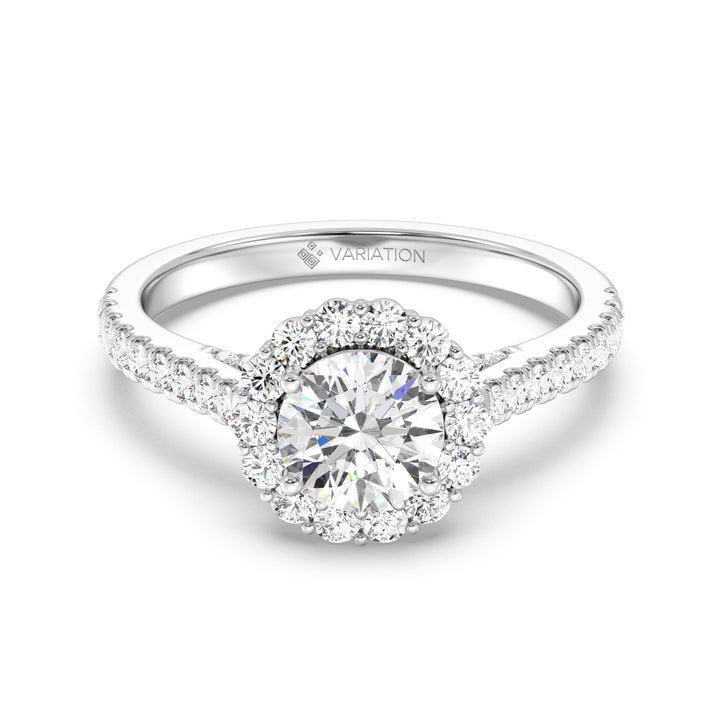 Scalloped Halo Solitaire Ring