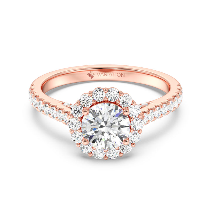 Scalloped Halo Solitaire Ring