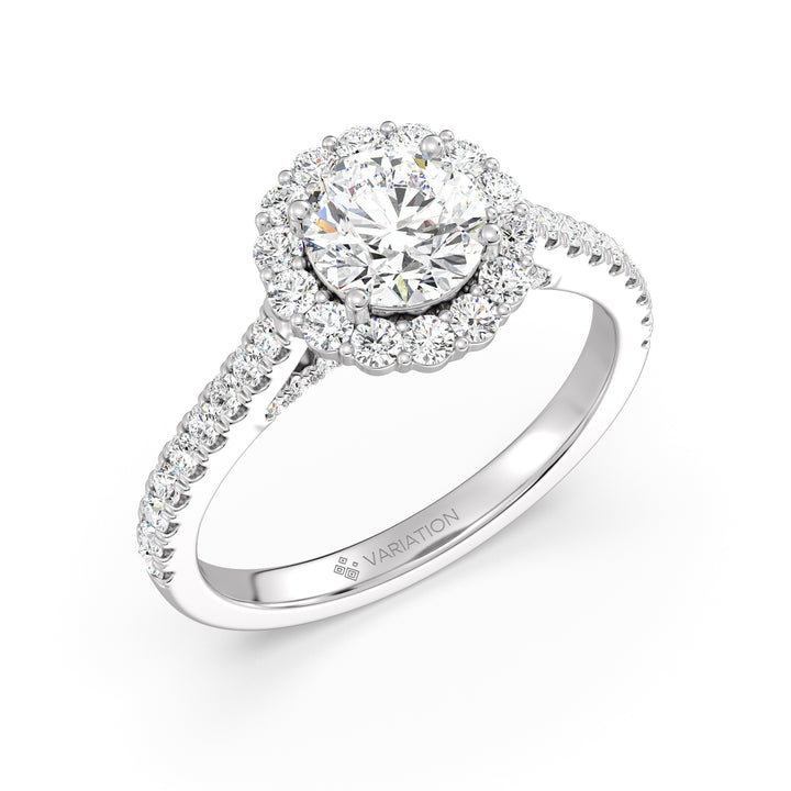 Scalloped Halo Solitaire Ring