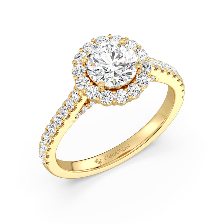 Scalloped Halo Solitaire Ring