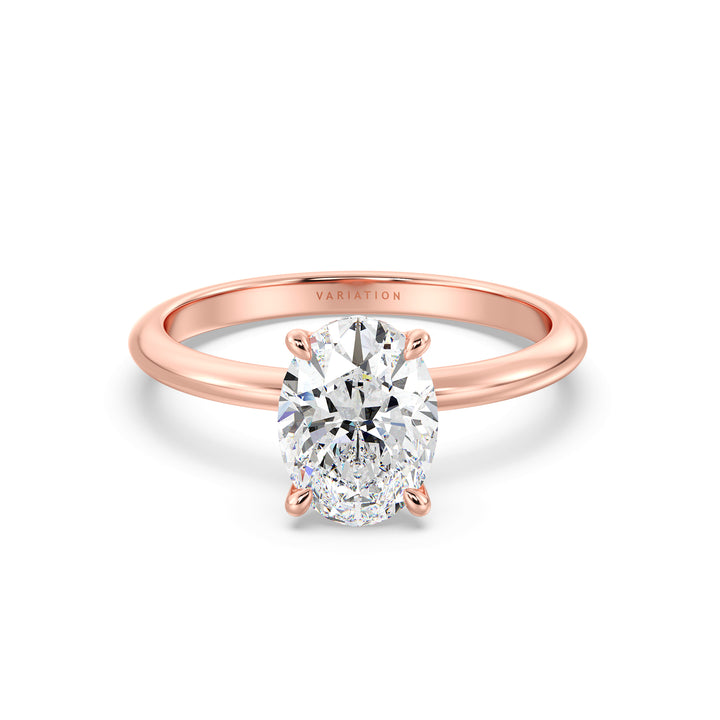 Timeless 4-Claw Oval Lab-Grown Diamond Solitaire Engagement Ring in 18K Rose Gold, featuring a stunning oval-cut diamond in a classic prong setting