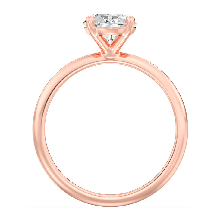 Timeless 4-Claw Oval Lab-Grown Diamond Solitaire Engagement Ring in 18K Rose Gold, featuring a stunning oval-cut diamond in a classic prong setting