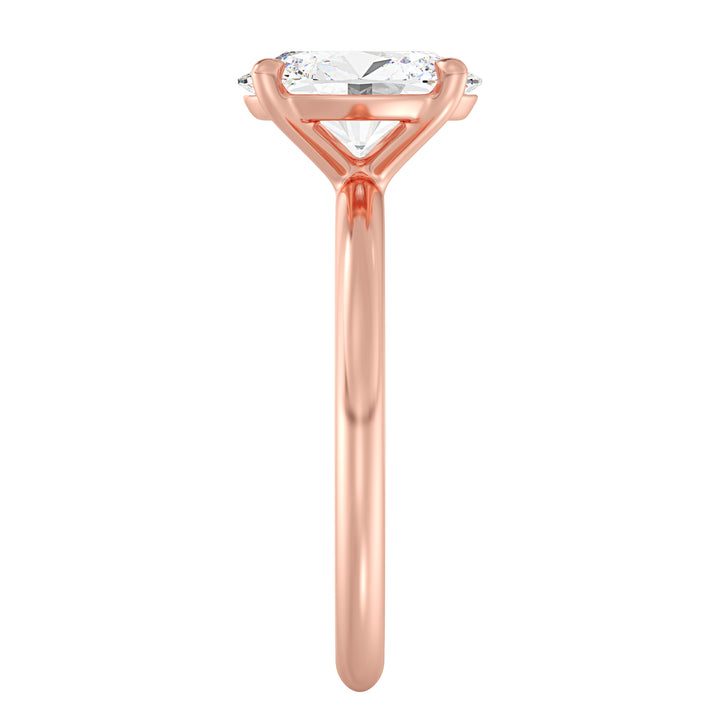 Timeless 4-Claw Oval Lab-Grown Diamond Solitaire Engagement Ring in 18K Rose Gold, featuring a stunning oval-cut diamond in a classic prong setting