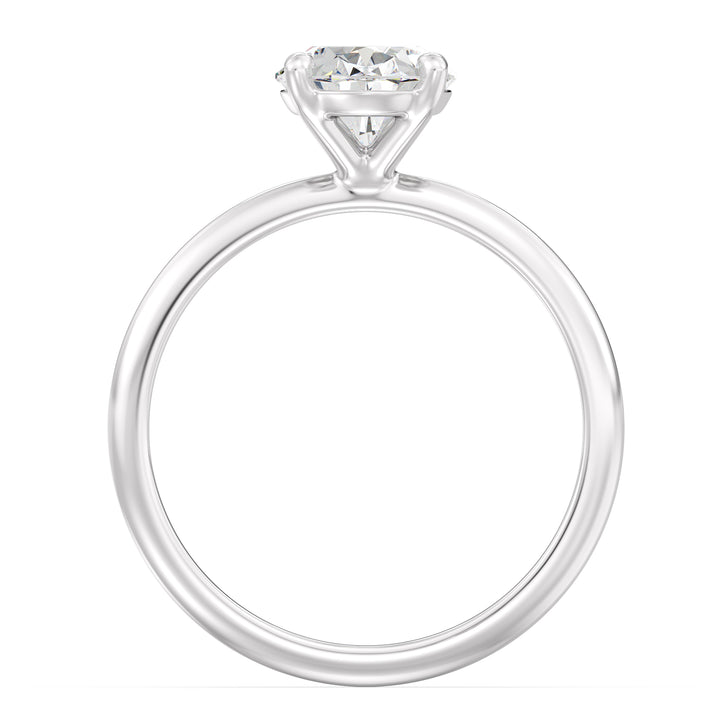 Timeless 4-Claw Oval Lab-Grown Diamond Solitaire Engagement Ring in 18K White Gold, highlighting a dazzling oval-cut diamond in a timeless prong setting