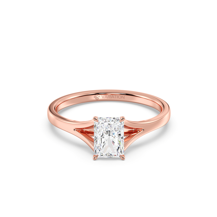 Radiant Split Shank Solitaire Ring