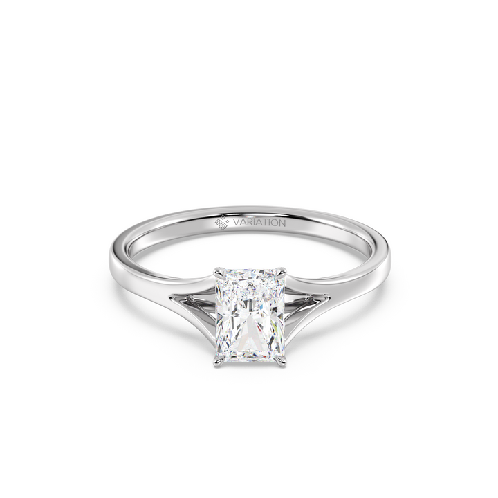 Radiant Split Shank Solitaire Ring