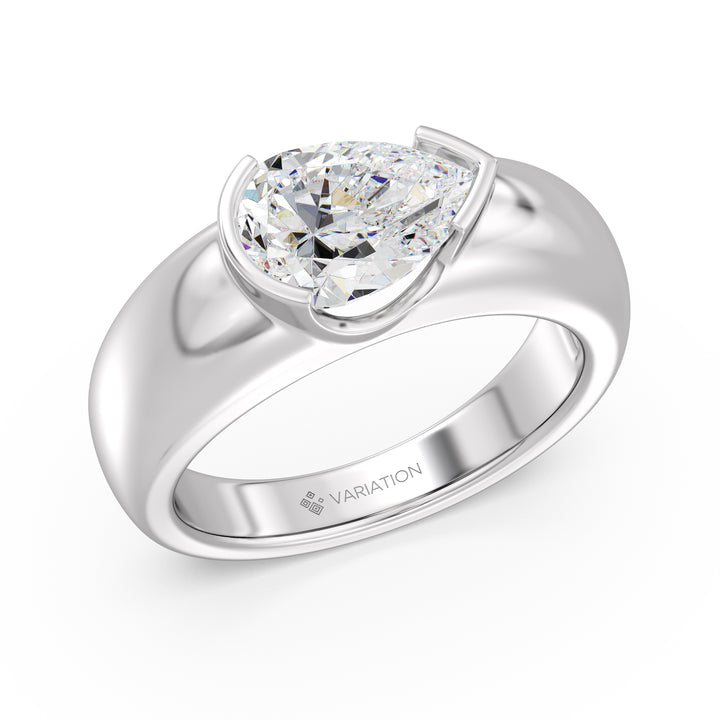 Pear Solitaire Ring