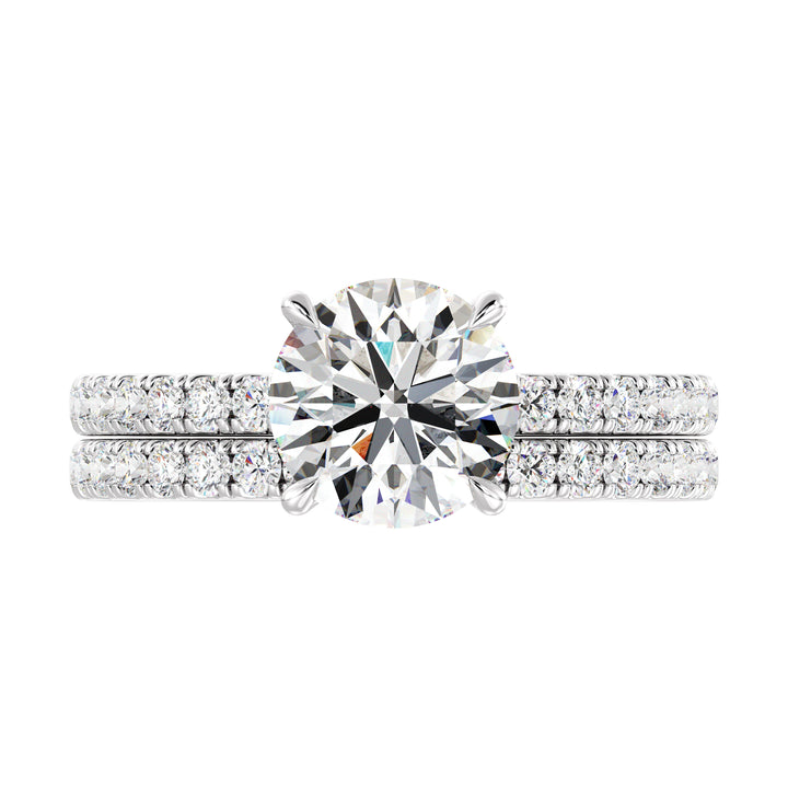 Round Engagement Ring with Wedding Band