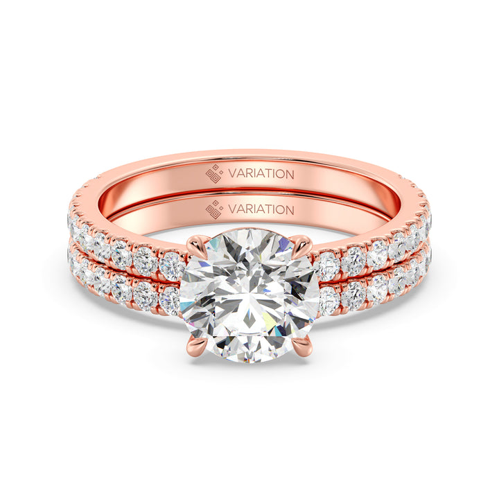 Round Engagement Ring with Wedding Band