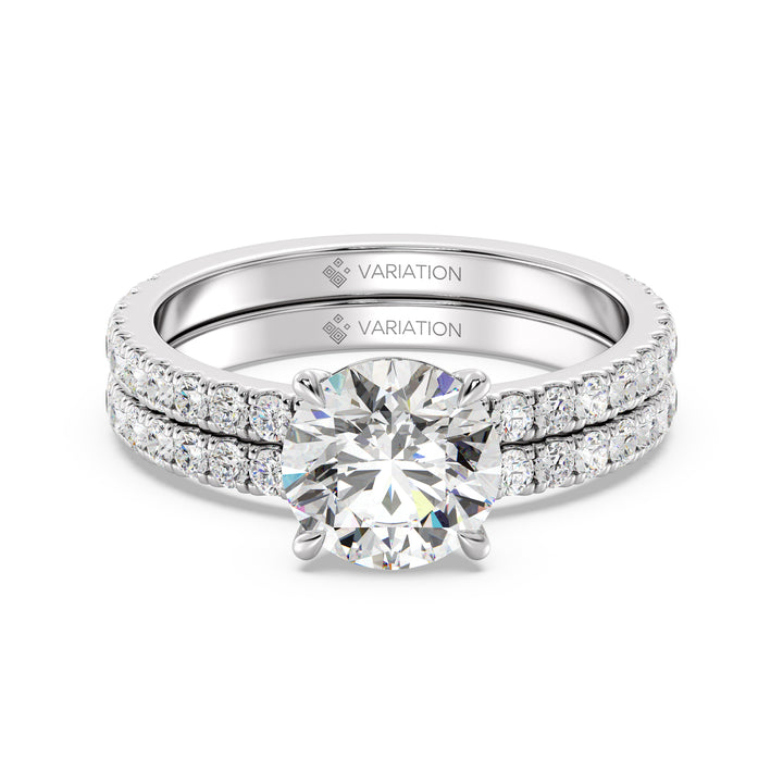 Round Engagement Ring with Wedding Band