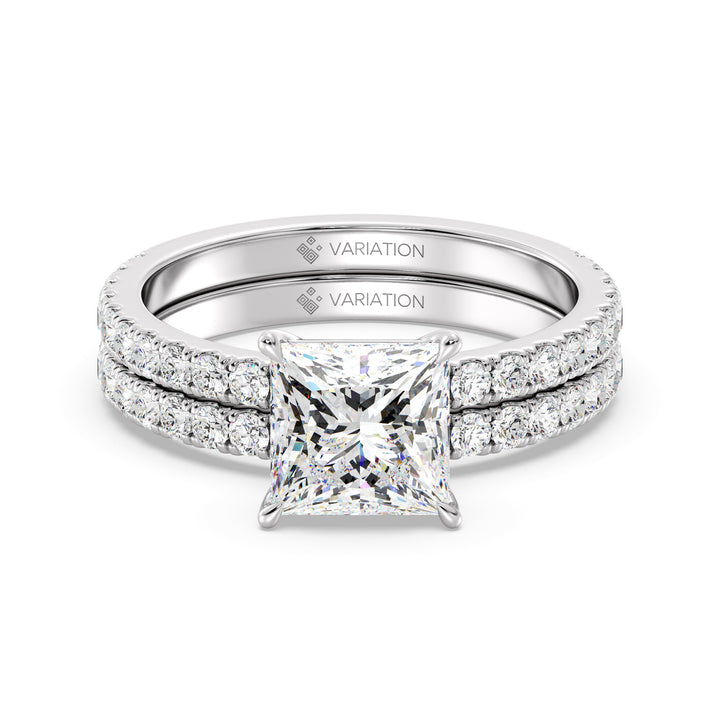 Princess Engagement Ring with Wedding Band