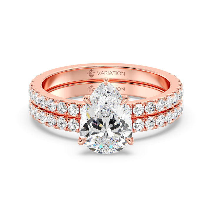 Pear Engagement Ring with Wedding Band