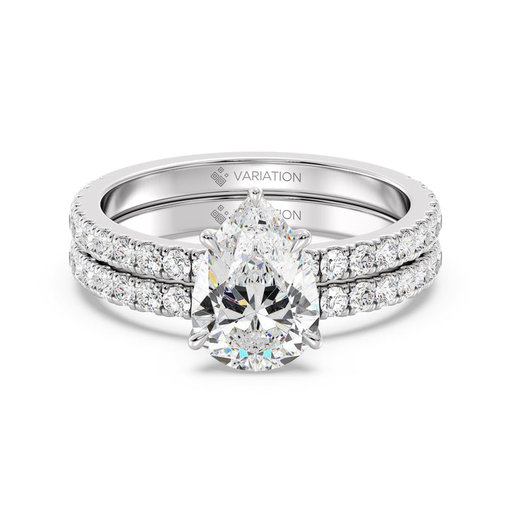 Pear Engagement Ring with Wedding Band