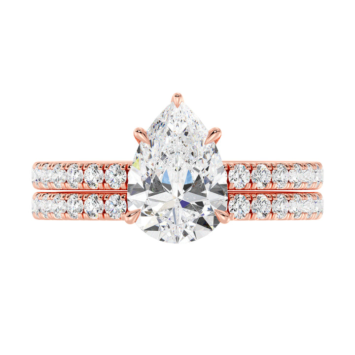 Pear Engagement Ring with Wedding Band