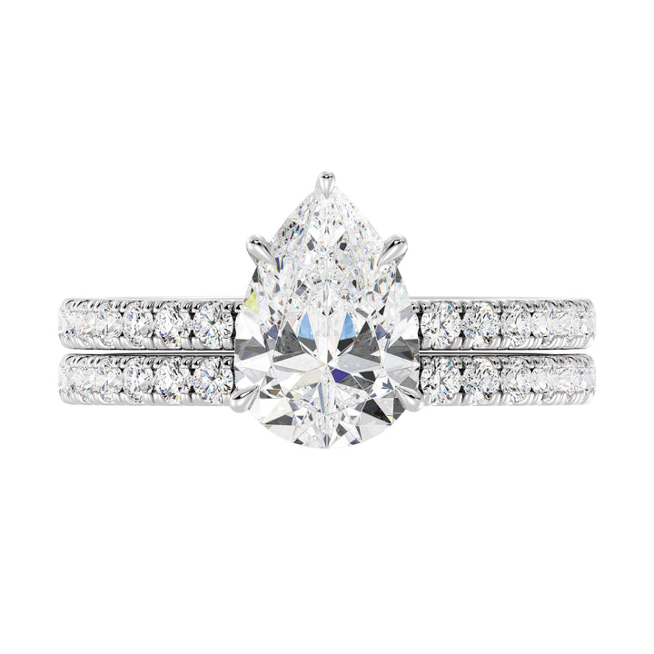 Pear Engagement Ring with Wedding Band