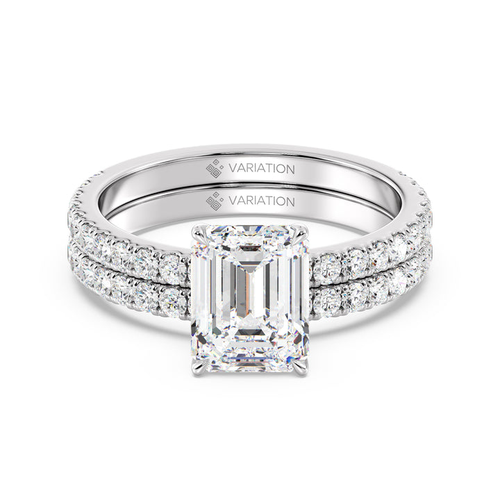 Emerald Cut Engagement Ring with Wedding Band
