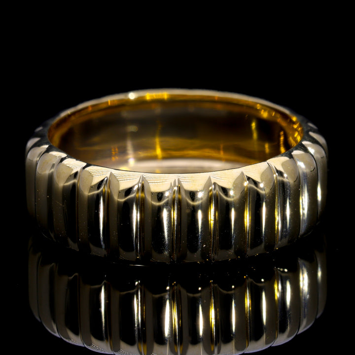 GOLD VERMEIL THICK RIBBED CHUNKY DOME RING