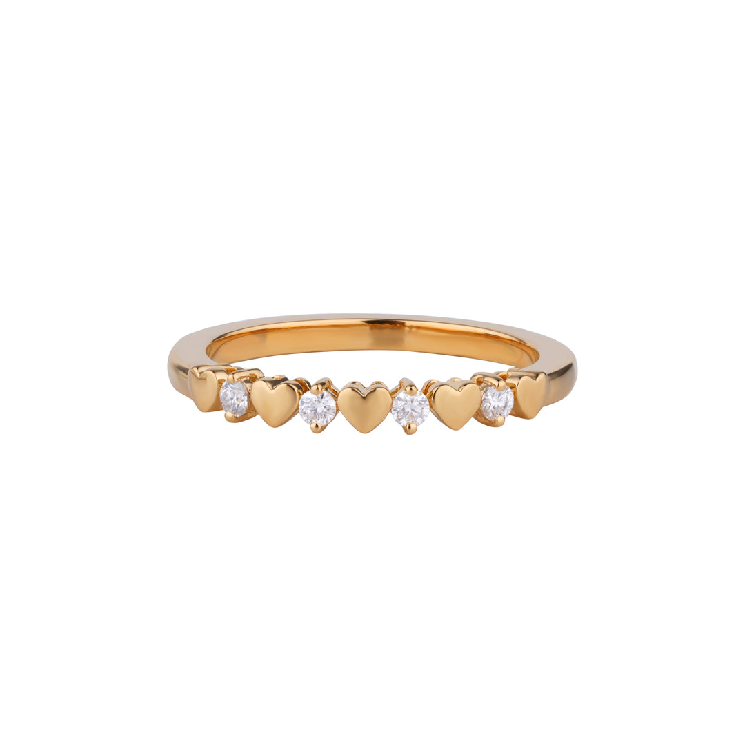 GOLD VERMEIL HEART STACKABLE RING WITH STONES