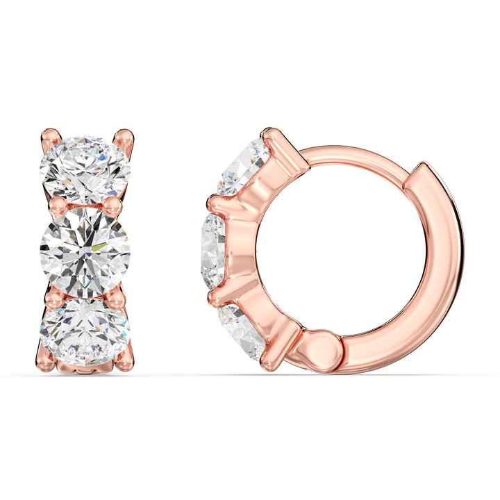 3 Stone Classic Huggie örhängen