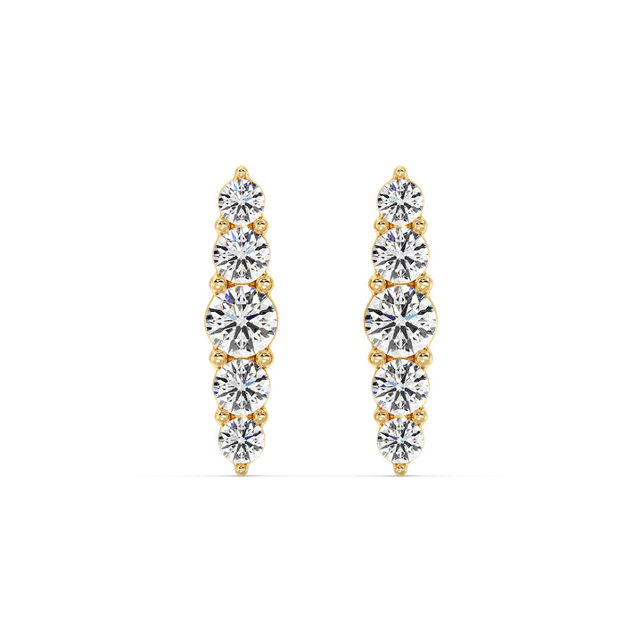 18K Solid Gold Elle Stud Earrings with Screw Backs, 0.46CT Total Lab-Grown Diamonds in Yellow, White, or Rose Gold
