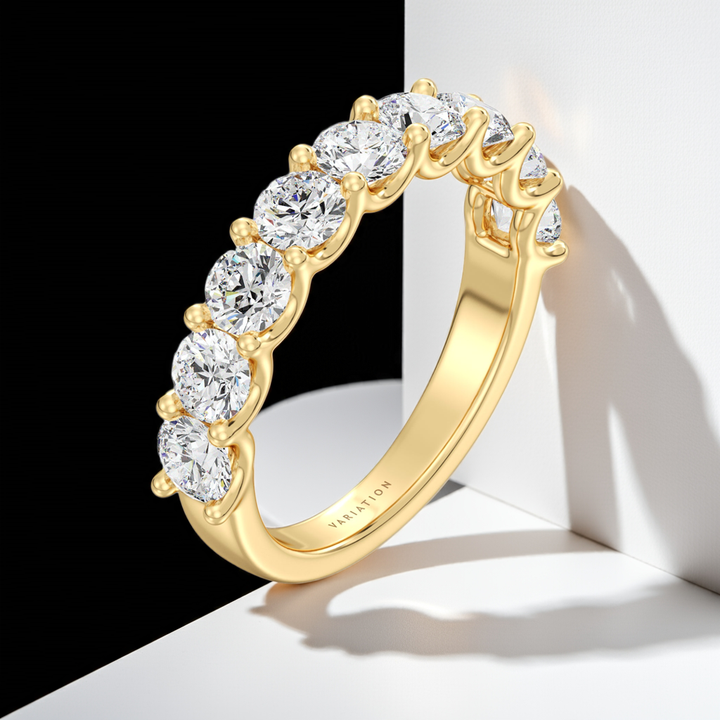 9-Stone Scalloped Half-Eternity Band