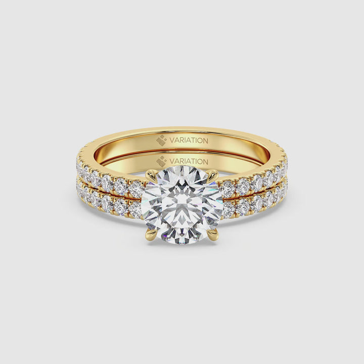 Round Engagement Ring with Wedding Band