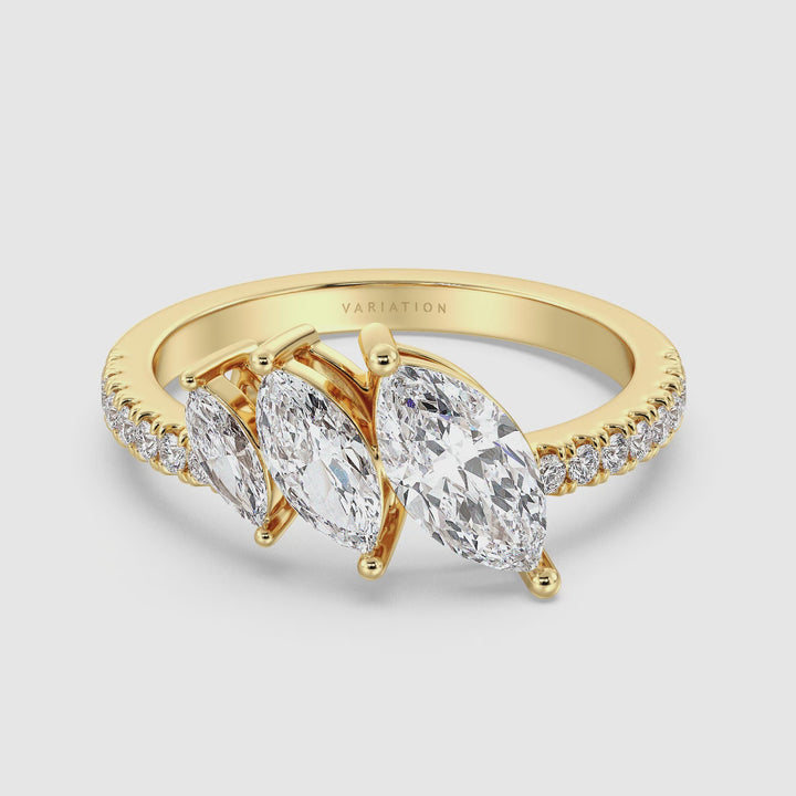Graduated Three Stone Marquise-Cut Ring