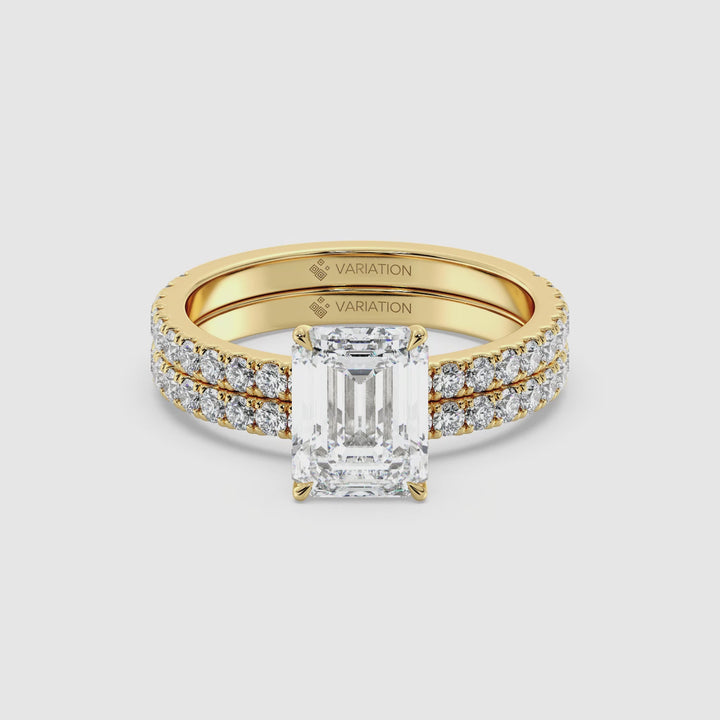 Emerald Cut Engagement Ring with Wedding Band