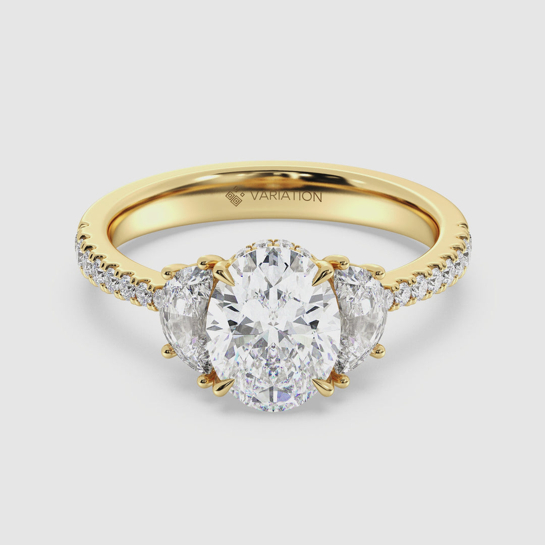 Tiga Cincin Pertunangan Batu