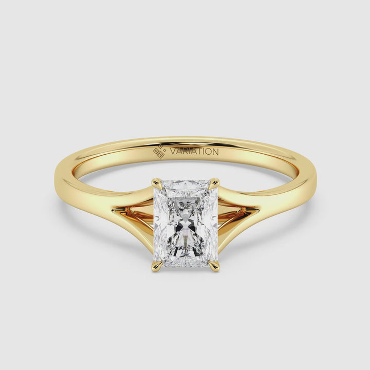 Radiant Split Shank Solitaire Ring