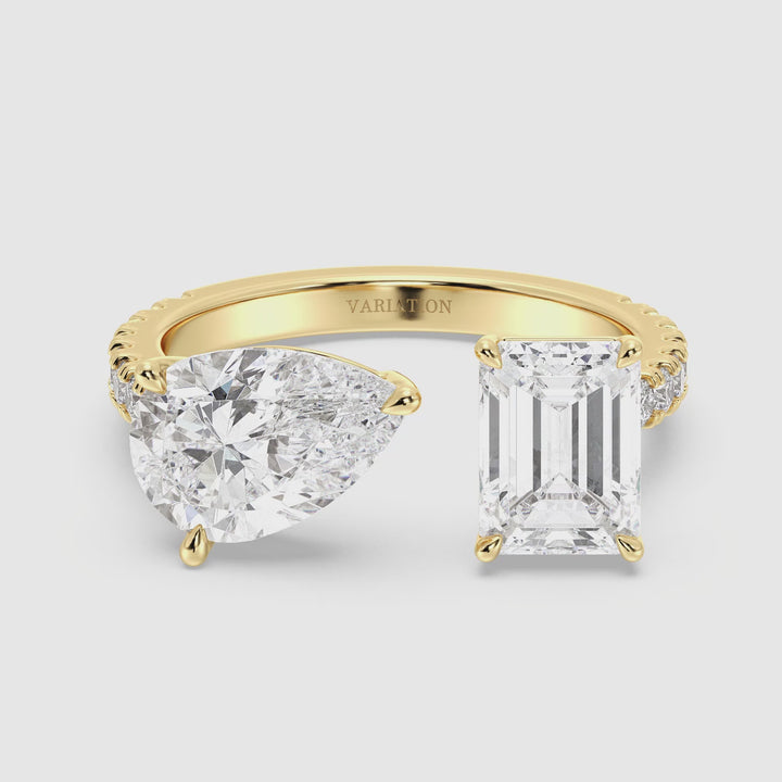 Toi et Moi Pear & Emerald Ring