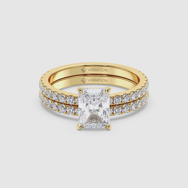Radiant Engagement Ring with Wedding Band