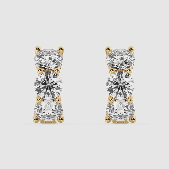 3 Stone Classic Huggie örhängen