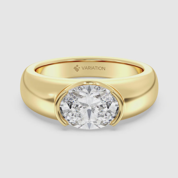 Oval Bezel Set Solitaire Ring