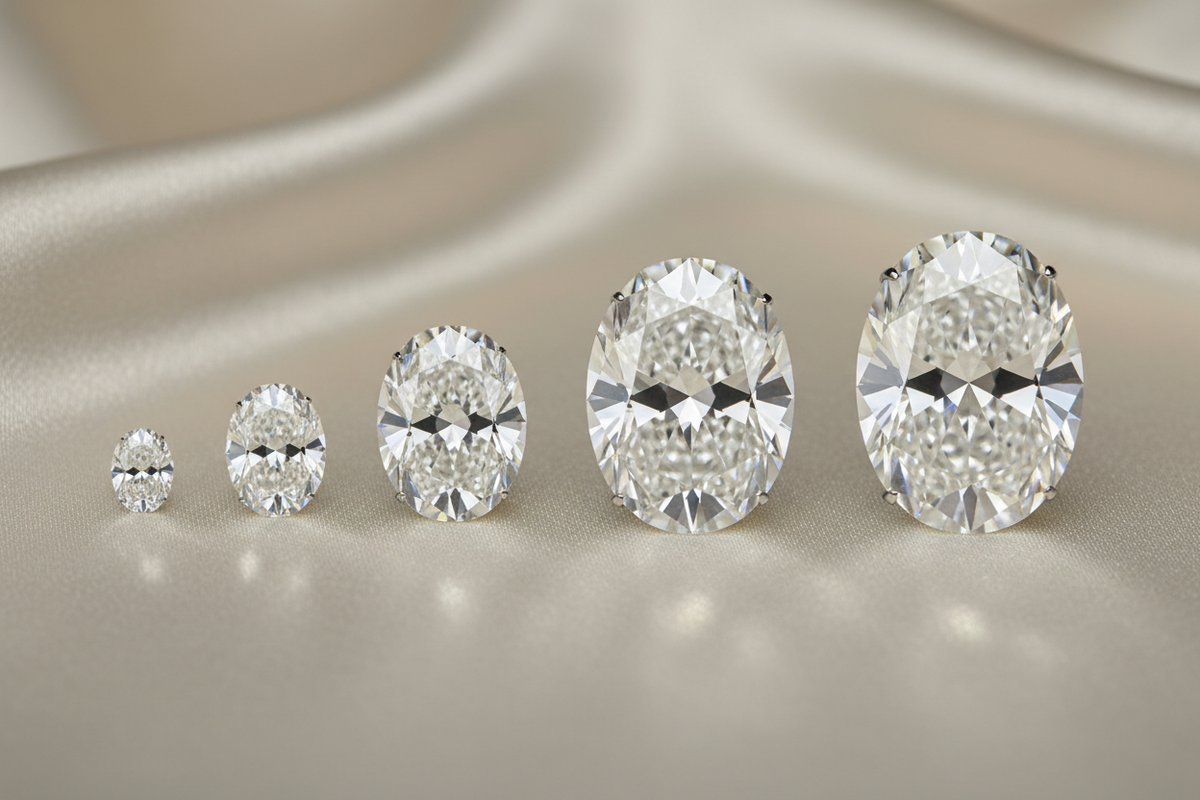 Oval Diamond Size Chart Carat Weight to MM Dimensions Guide Variation