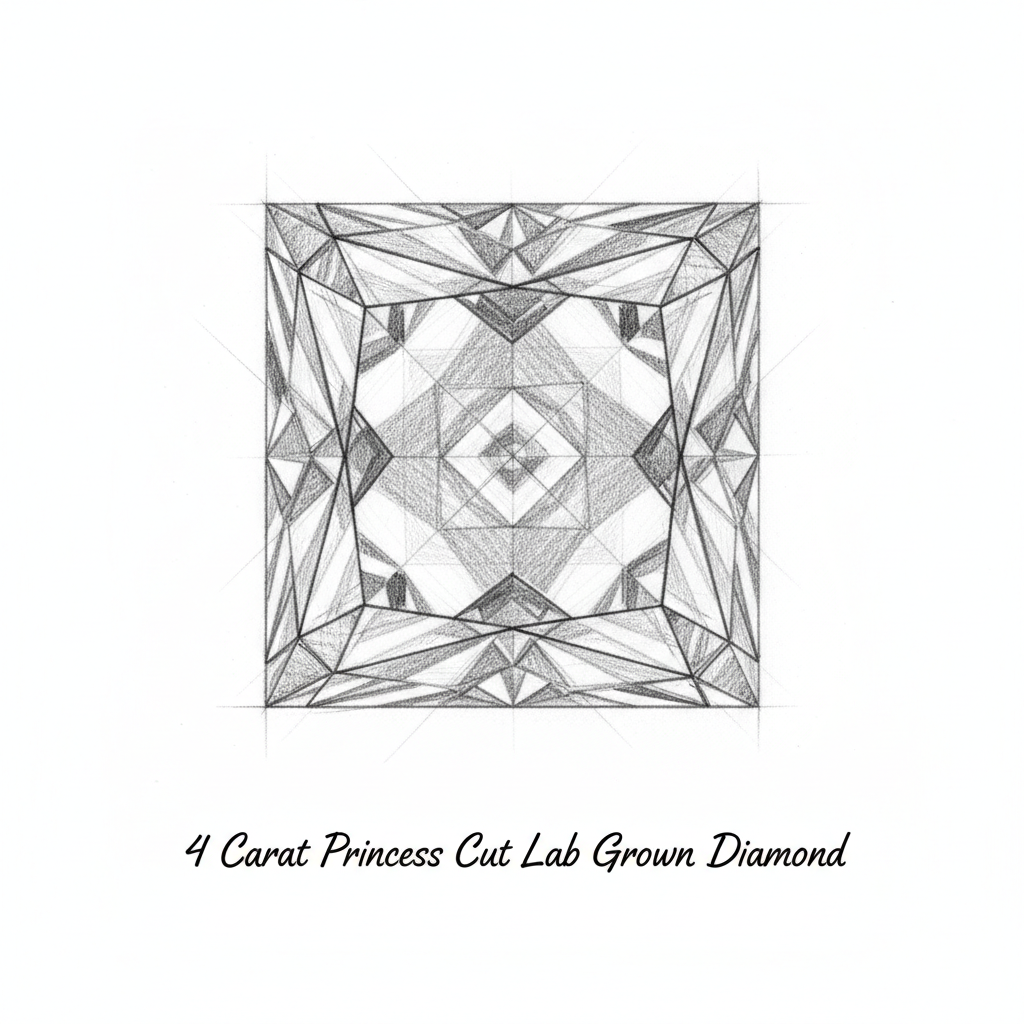4 Carat Princess Cut Lab Grown Diamonds