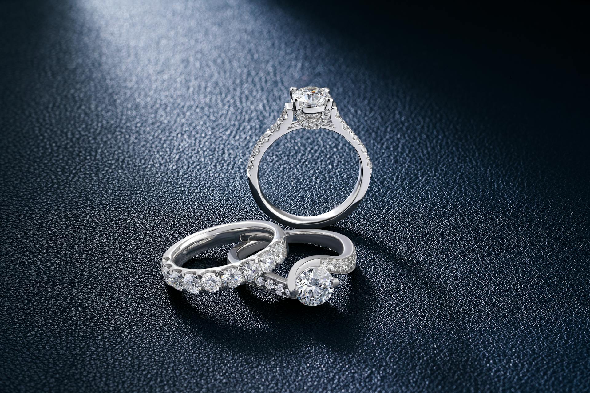 Collection of lab-grown diamond engagement rings showcasing various designs and settings, highlighting the brilliance and ethical elegance of each stone.