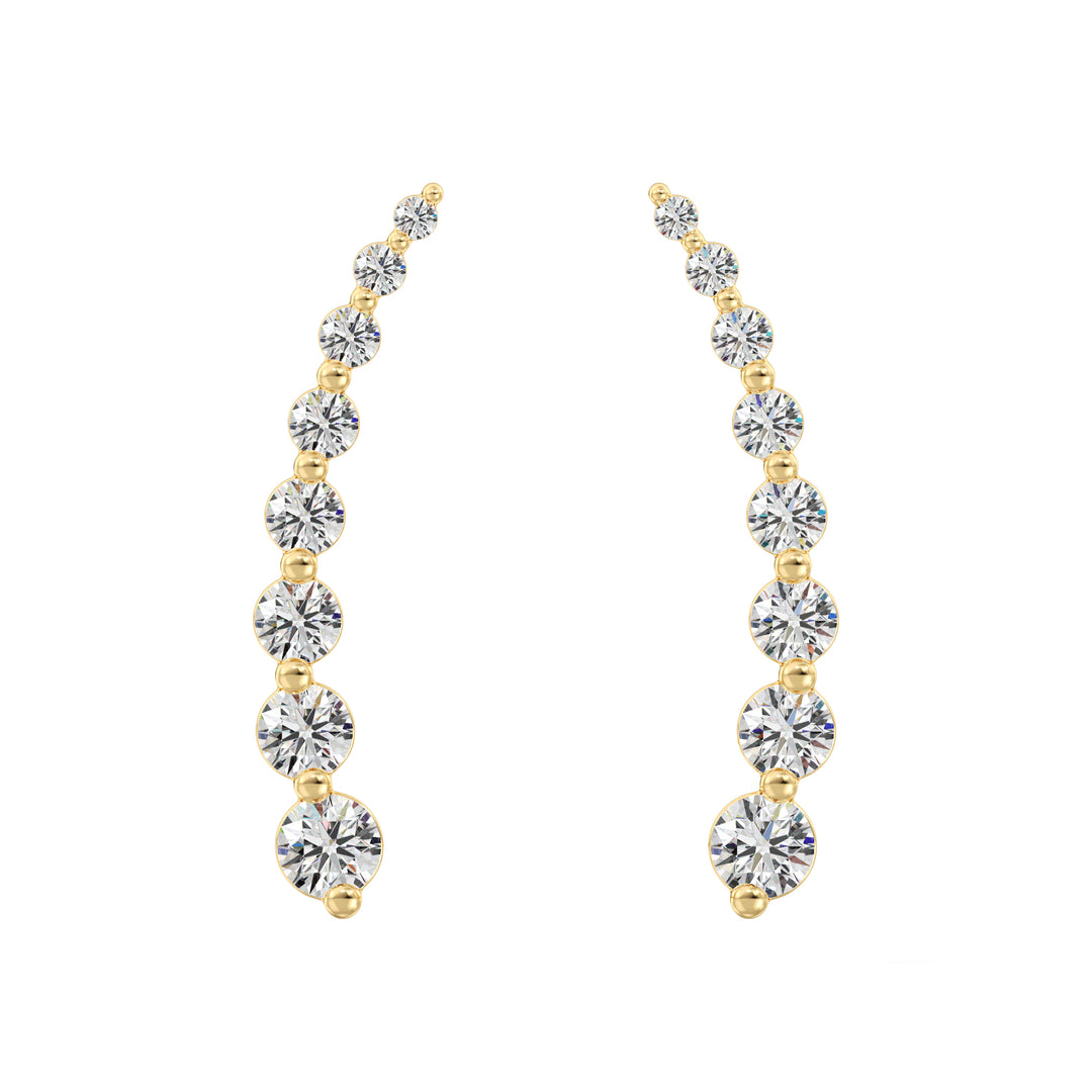 0.42 Carat Round Lab Grown Diamond Arc Earrings in 18K Yellow Gold