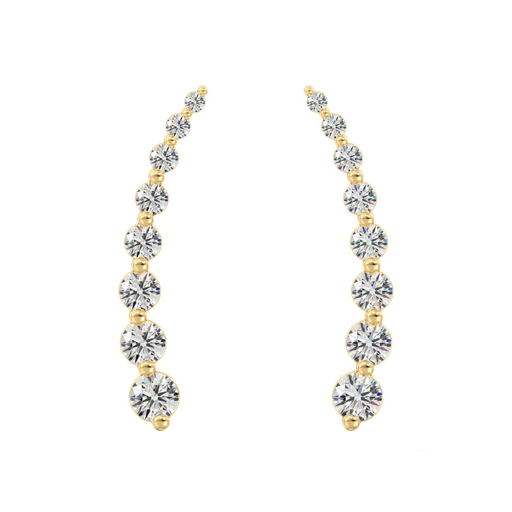 0.42 Carat Round Lab Grown Diamond Arc Earrings in 18K Yellow Gold