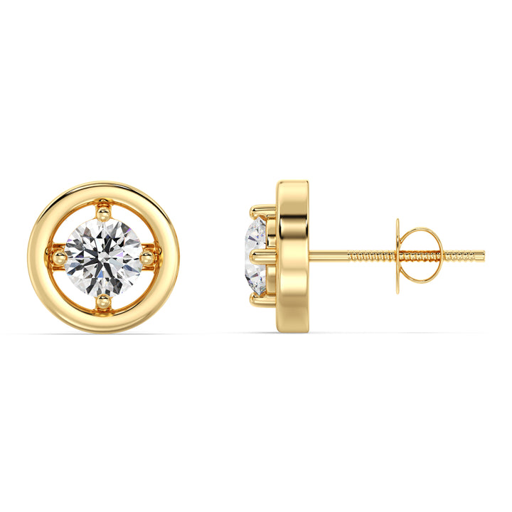 0.44 to 0.46 Carat Round Lab Grown Diamond Gold Rim Stud Earrings in 18K Yellow Gold