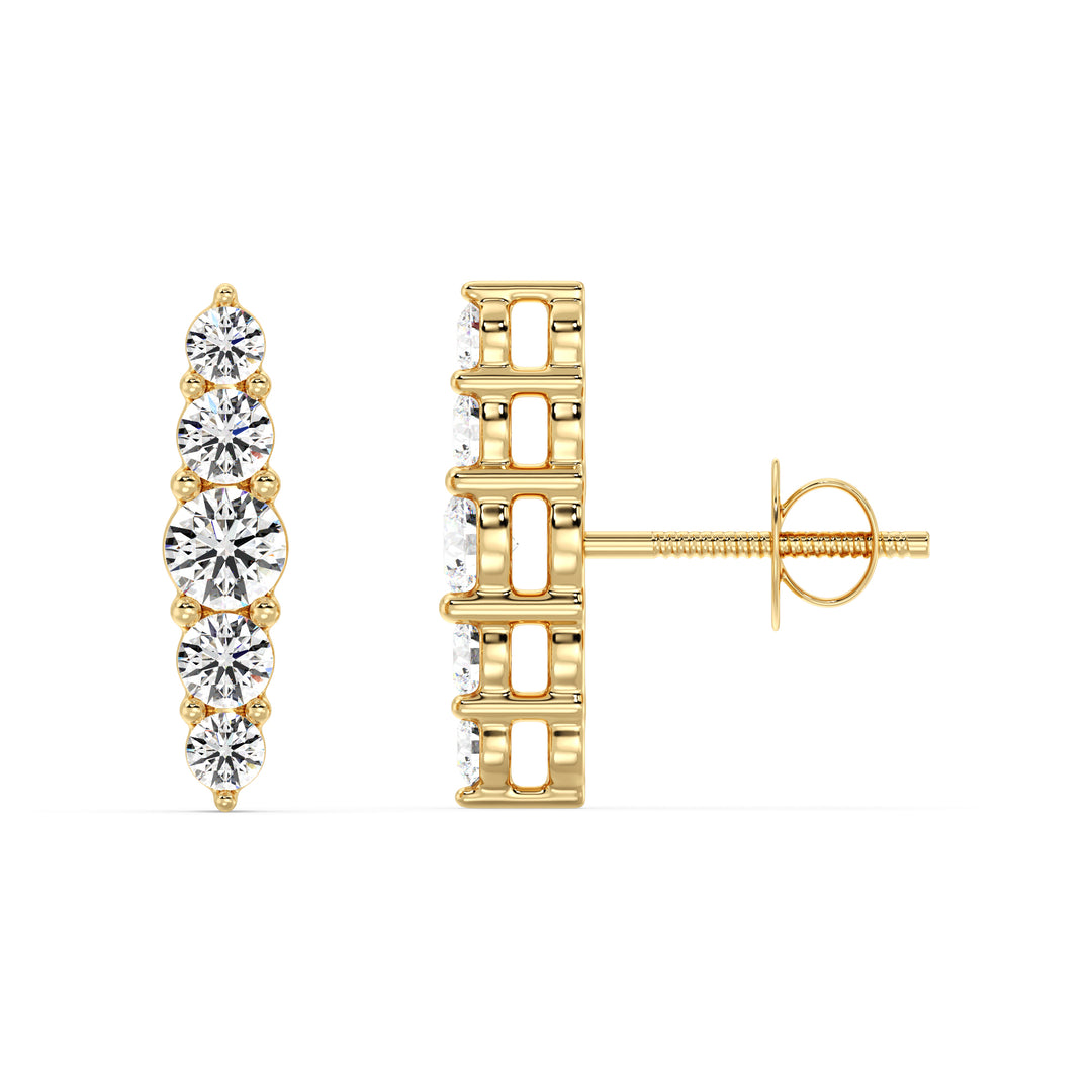 0.46 Carat Round Lab Grown Diamond Minimal Stud Earrings in 18K Yellow Gold