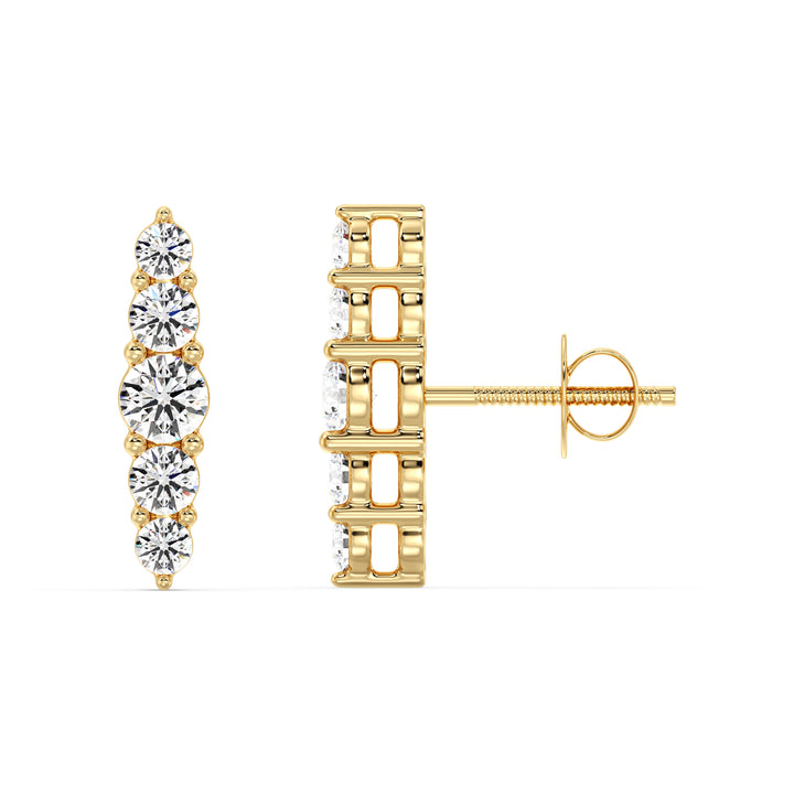 0.46 Carat Round Lab Grown Diamond Minimal Stud Earrings in 18K Yellow Gold