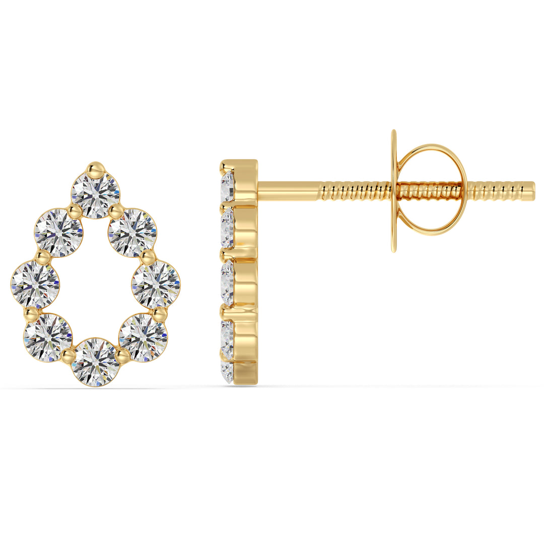 0.48 Carat Round Lab Grown Diamond Pear Stud Earrings in 18K Yellow Gold