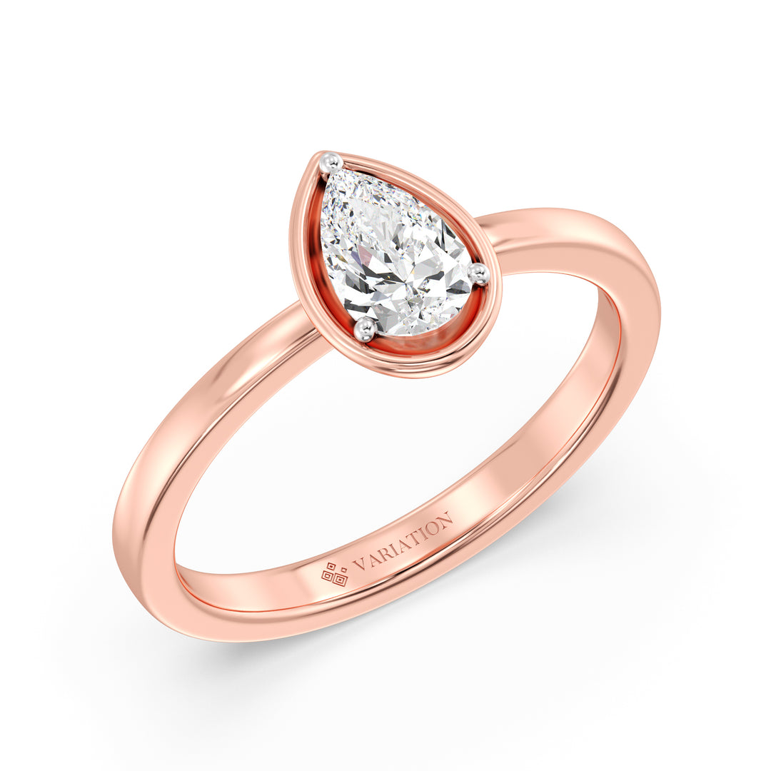 0.50 Carat Pear Cut Lab Grown Diamond Solitaire Ring in 18K Rose Gold