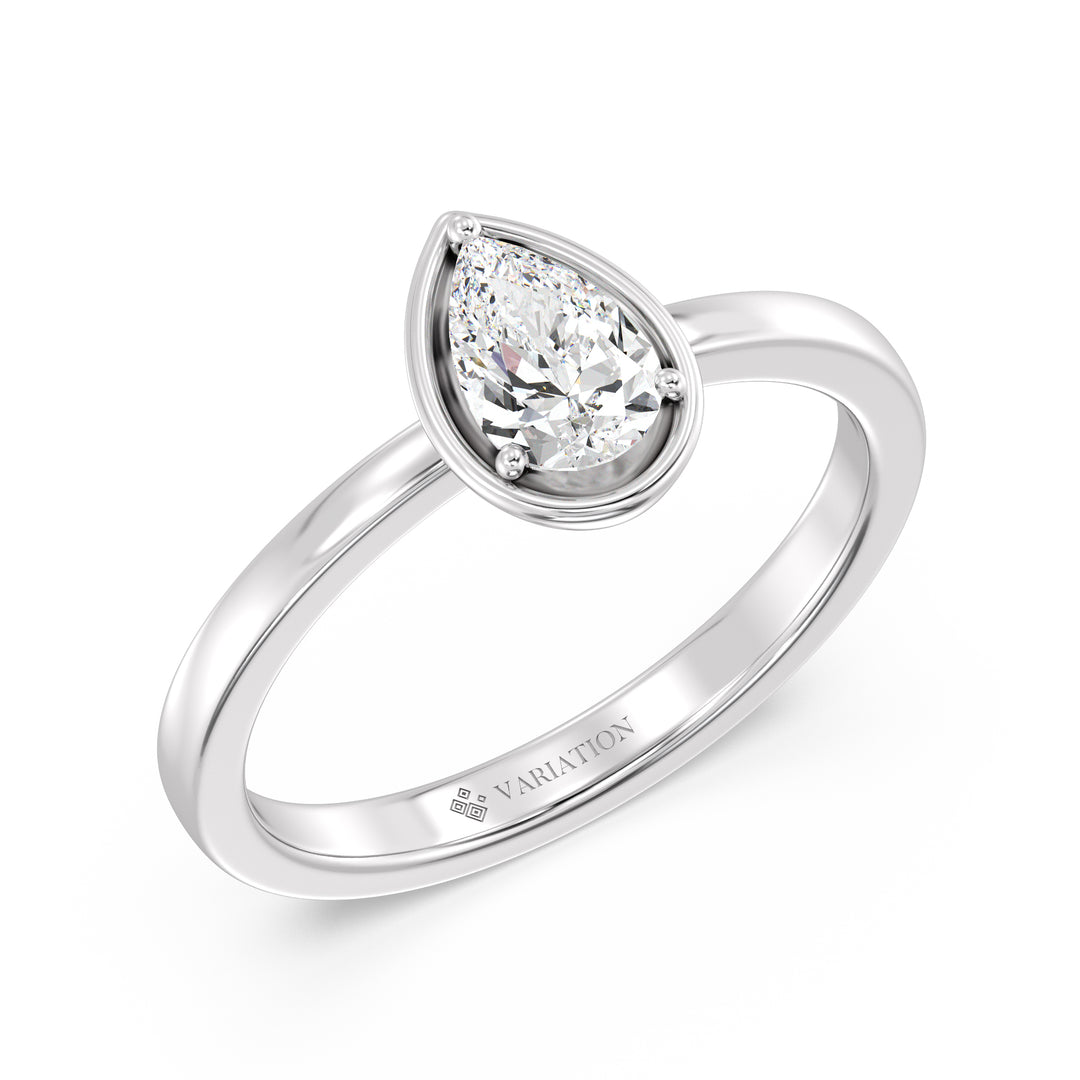 0.50 Carat Pear Cut Lab Grown Diamond Solitaire Ring in 18K White Gold