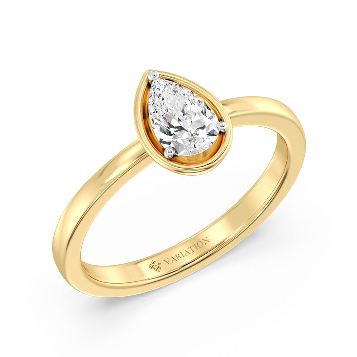 0.50 Carat Pear Cut Lab Grown Diamond Solitaire Ring in 18K Yellow Gold
