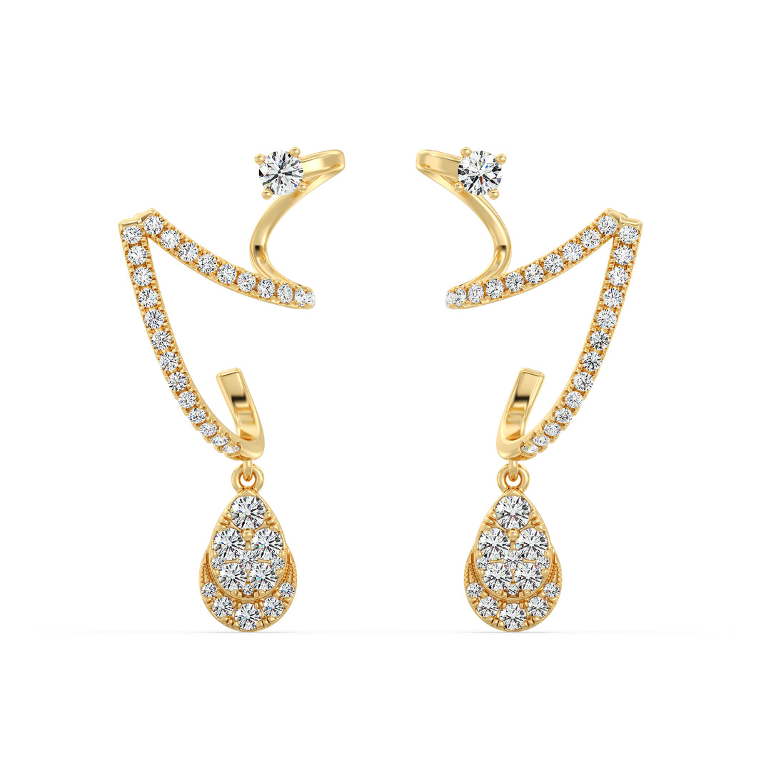0.78 Carat Lab Grown Diamond Drop Earrings in 18K Yellow Gold