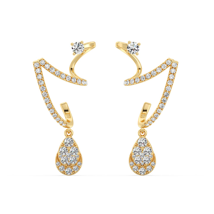 0.78 Carat Lab Grown Diamond Drop Earrings in 18K Yellow Gold