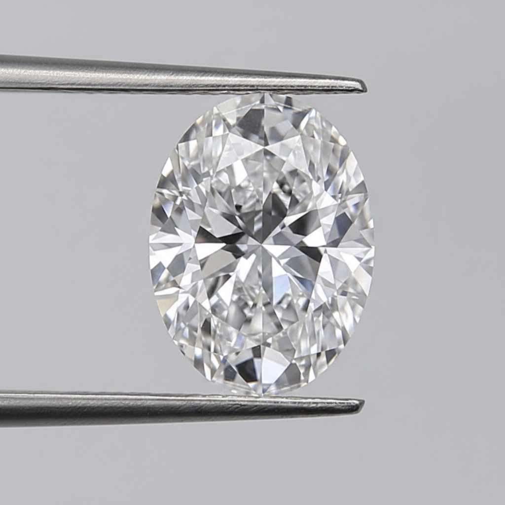 Diamant cultivé en laboratoire de taille ovale de 0,50 carat, VS1/D